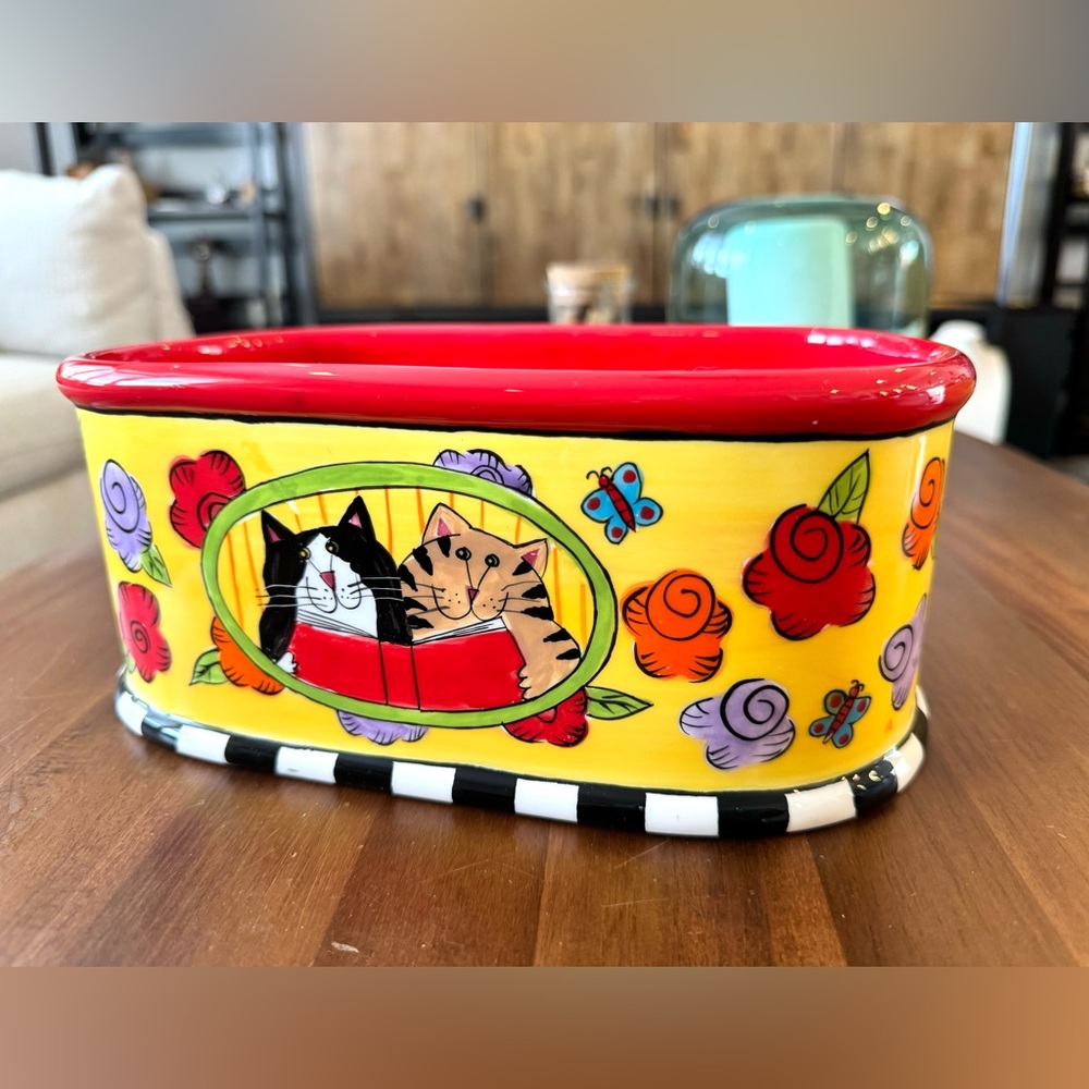 Catzilla Ceramic Container or Planter - Reading Cats